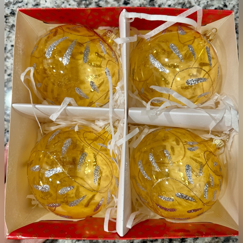 Starglass Hand Blown in Poland Glass Ornaments Gold &‎ Silver